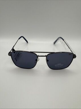 Classic Black Metal Frame Sunglasses with Dark Blue Lenses